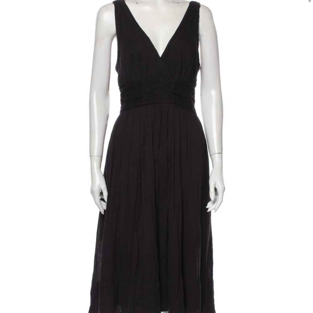 Marc Jacobs black cotton Midi V-Neck dress size 10